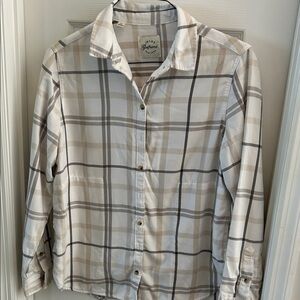 JACHS Girlfriend Beige and White Plaid Shirt